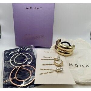 MONAT Hair Accessory Lot Of Barrettes Hair Pins & Ponytail Holder New